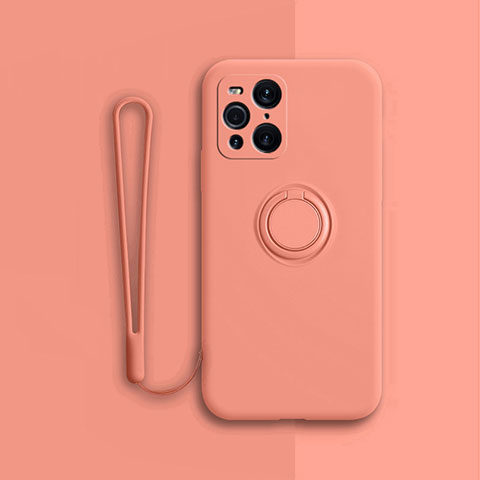 Funda Silicona Carcasa Ultrafina Goma con Magnetico Anillo de dedo Soporte para Oppo Find X3 5G Naranja