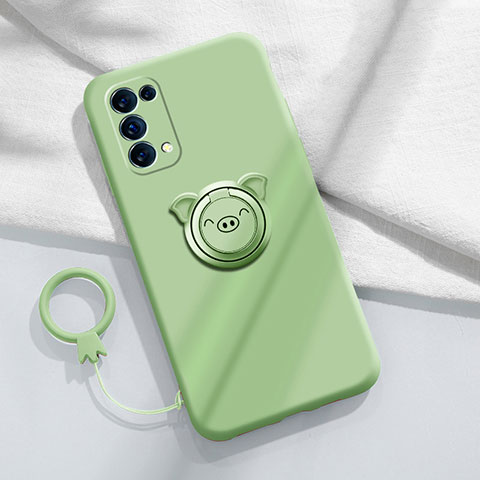 Funda Silicona Carcasa Ultrafina Goma con Magnetico Anillo de dedo Soporte para Oppo Find X3 Lite 5G Verde