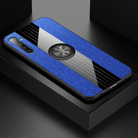 Funda Silicona Carcasa Ultrafina Goma con Magnetico Anillo de dedo Soporte para Oppo K5 Azul