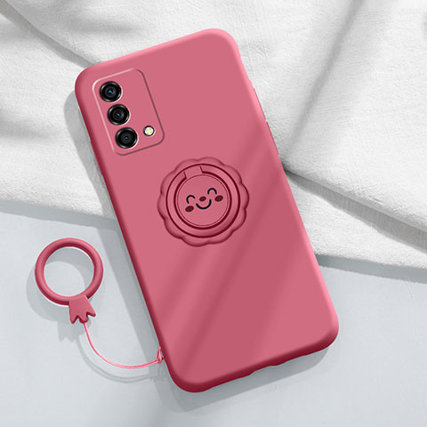 Funda Silicona Carcasa Ultrafina Goma con Magnetico Anillo de dedo Soporte para Oppo K9 5G Rojo