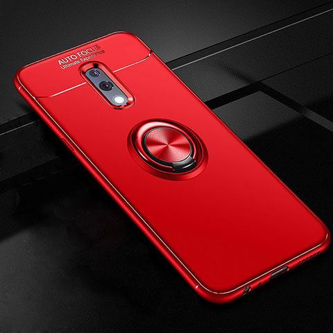 Funda Silicona Carcasa Ultrafina Goma con Magnetico Anillo de dedo Soporte para Oppo Realme X Rojo