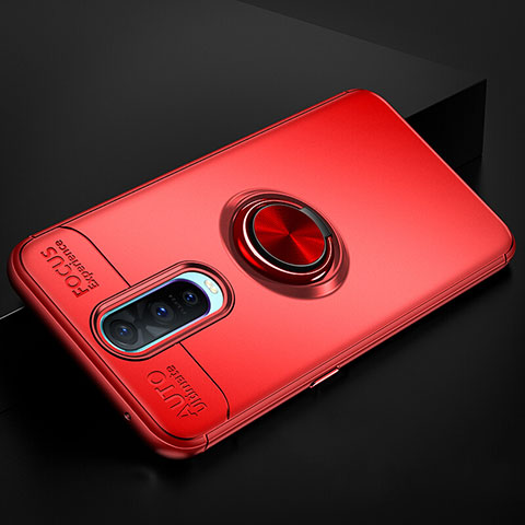 Funda Silicona Carcasa Ultrafina Goma con Magnetico Anillo de dedo Soporte para Oppo RX17 Pro Rojo