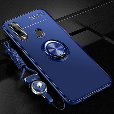 Funda Silicona Carcasa Ultrafina Goma con Magnetico Anillo de dedo Soporte para Samsung Galaxy A20s Azul