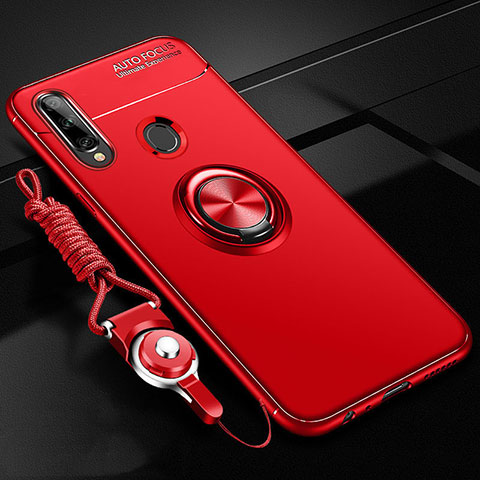 Funda Silicona Carcasa Ultrafina Goma con Magnetico Anillo de dedo Soporte para Samsung Galaxy A20s Rojo