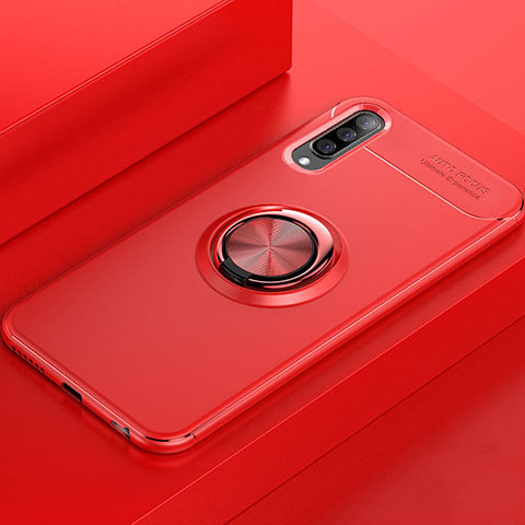 Funda Silicona Carcasa Ultrafina Goma con Magnetico Anillo de dedo Soporte para Samsung Galaxy A70S Rojo