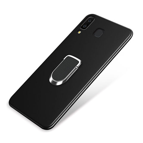 Funda Silicona Carcasa Ultrafina Goma con Magnetico Anillo de dedo Soporte para Samsung Galaxy A9 Star SM-G8850 Negro