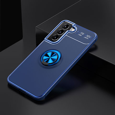 Funda Silicona Carcasa Ultrafina Goma con Magnetico Anillo de dedo Soporte para Samsung Galaxy S24 5G Azul