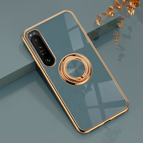 Funda Silicona Carcasa Ultrafina Goma con Magnetico Anillo de dedo Soporte para Sony Xperia 10 III SO-52B Gris Lavanda