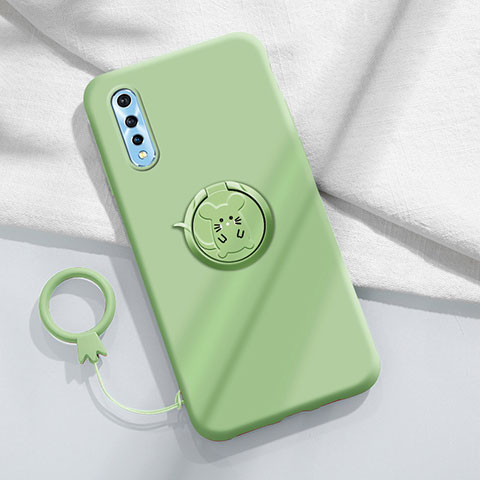 Funda Silicona Carcasa Ultrafina Goma con Magnetico Anillo de dedo Soporte para Vivo Y7s Verde