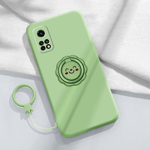 Funda Silicona Carcasa Ultrafina Goma con Magnetico Anillo de dedo Soporte para Xiaomi Mi 10T 5G Menta Verde
