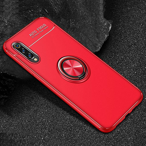 Funda Silicona Carcasa Ultrafina Goma con Magnetico Anillo de dedo Soporte para Xiaomi Mi 9 Pro Rojo