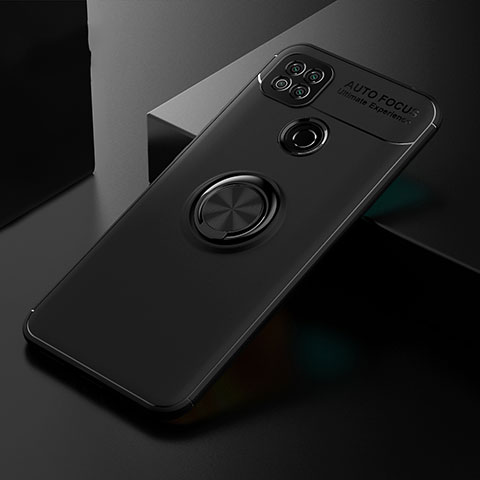Funda Silicona Carcasa Ultrafina Goma con Magnetico Anillo de dedo Soporte para Xiaomi POCO C31 Negro