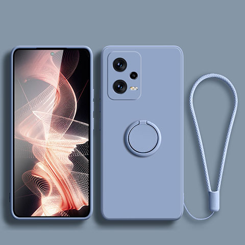 Funda Silicona Carcasa Ultrafina Goma con Magnetico Anillo de dedo Soporte para Xiaomi Redmi Note 12 Explorer Gris Lavanda