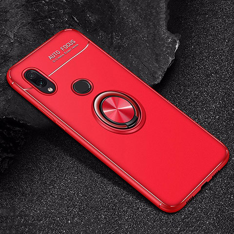 Funda Silicona Carcasa Ultrafina Goma con Magnetico Anillo de dedo Soporte para Xiaomi Redmi Note 7 Pro Rojo