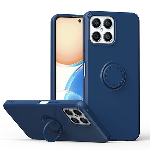 Funda Silicona Carcasa Ultrafina Goma con Magnetico Anillo de dedo Soporte QW1 para Huawei Honor X8 4G Azul