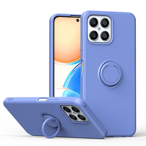 Funda Silicona Carcasa Ultrafina Goma con Magnetico Anillo de dedo Soporte QW1 para Huawei Honor X8 4G Purpura Claro