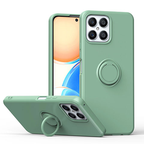 Funda Silicona Carcasa Ultrafina Goma con Magnetico Anillo de dedo Soporte QW1 para Huawei Honor X8 4G Verde