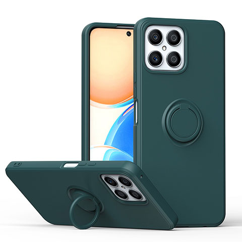 Funda Silicona Carcasa Ultrafina Goma con Magnetico Anillo de dedo Soporte QW1 para Huawei Honor X8 4G Verde Noche