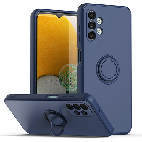 Funda Silicona Carcasa Ultrafina Goma con Magnetico Anillo de dedo Soporte QW1 para Samsung Galaxy A13 4G Azul