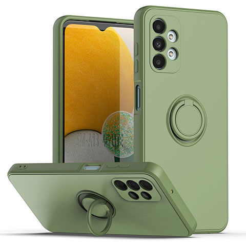 Funda Silicona Carcasa Ultrafina Goma con Magnetico Anillo de dedo Soporte QW1 para Samsung Galaxy A13 4G Ejercito Verde