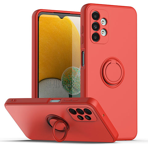 Funda Silicona Carcasa Ultrafina Goma con Magnetico Anillo de dedo Soporte QW1 para Samsung Galaxy A13 4G Rojo