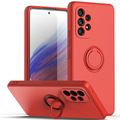 Funda Silicona Carcasa Ultrafina Goma con Magnetico Anillo de dedo Soporte QW1 para Samsung Galaxy A53 5G Rojo