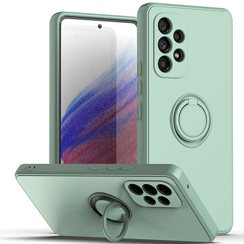 Funda Silicona Carcasa Ultrafina Goma con Magnetico Anillo de dedo Soporte QW1 para Samsung Galaxy A73 5G Menta Verde