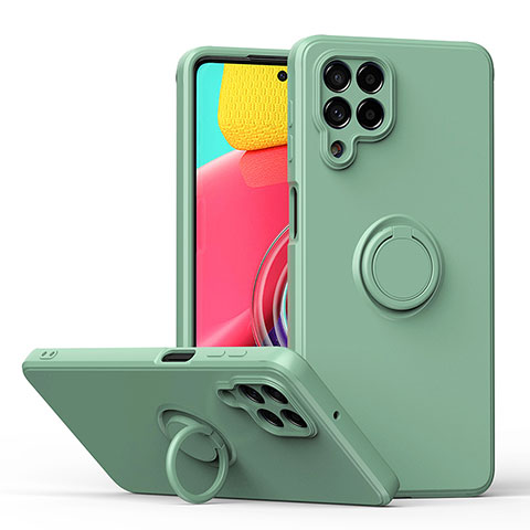 Funda Silicona Carcasa Ultrafina Goma con Magnetico Anillo de dedo Soporte QW1 para Samsung Galaxy M53 5G Menta Verde