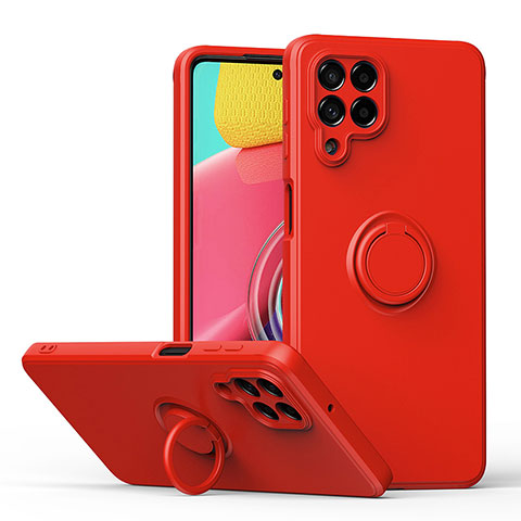 Funda Silicona Carcasa Ultrafina Goma con Magnetico Anillo de dedo Soporte QW1 para Samsung Galaxy M53 5G Rojo