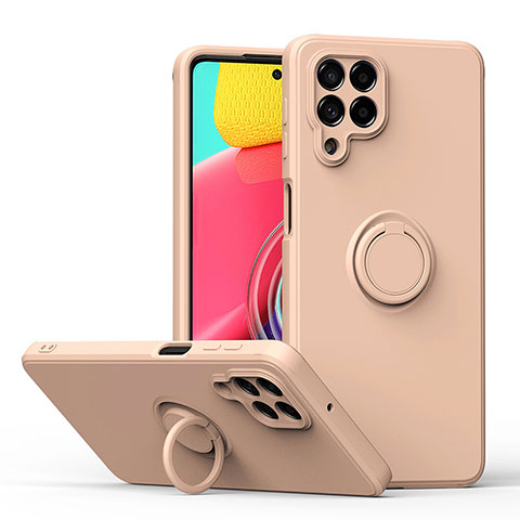 Funda Silicona Carcasa Ultrafina Goma con Magnetico Anillo de dedo Soporte QW1 para Samsung Galaxy M53 5G Rosa