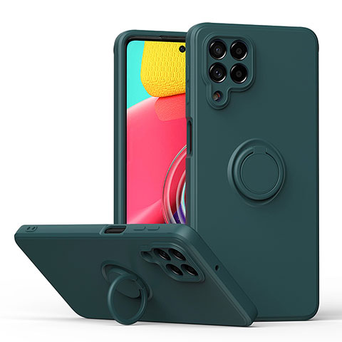 Funda Silicona Carcasa Ultrafina Goma con Magnetico Anillo de dedo Soporte QW1 para Samsung Galaxy M53 5G Verde Noche