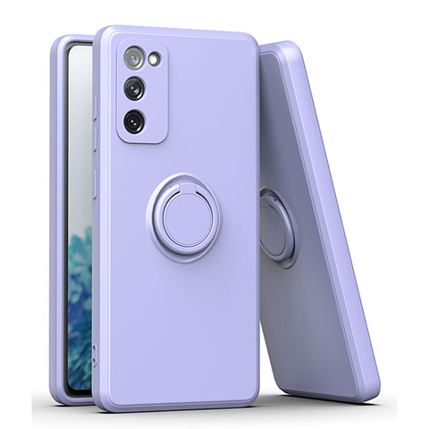 Funda Silicona Carcasa Ultrafina Goma con Magnetico Anillo de dedo Soporte QW1 para Samsung Galaxy S20 FE 5G Gris Lavanda