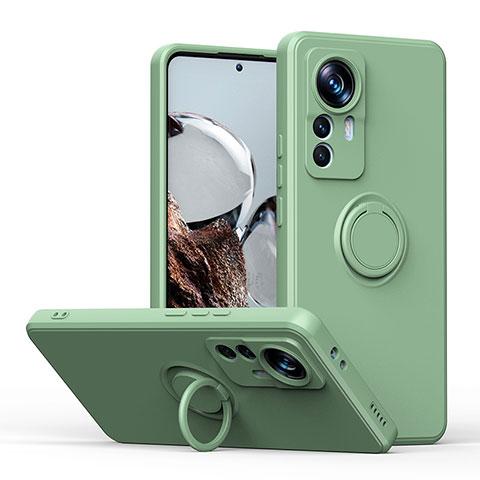 Funda Silicona Carcasa Ultrafina Goma con Magnetico Anillo de dedo Soporte QW1 para Xiaomi Mi 12T Pro 5G Ejercito Verde