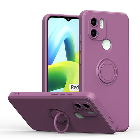 Funda Silicona Carcasa Ultrafina Goma con Magnetico Anillo de dedo Soporte QW1 para Xiaomi Poco C50 Morado