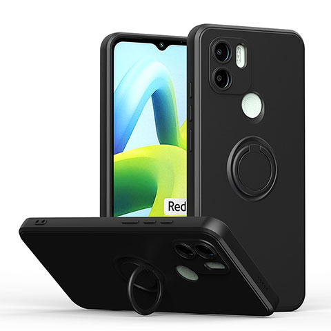 Funda Silicona Carcasa Ultrafina Goma con Magnetico Anillo de dedo Soporte QW1 para Xiaomi Redmi A2 Negro