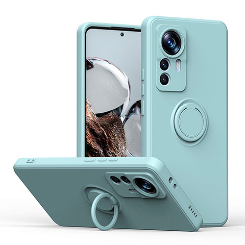 Funda Silicona Carcasa Ultrafina Goma con Magnetico Anillo de dedo Soporte QW1 para Xiaomi Redmi K50 Ultra 5G Menta Verde