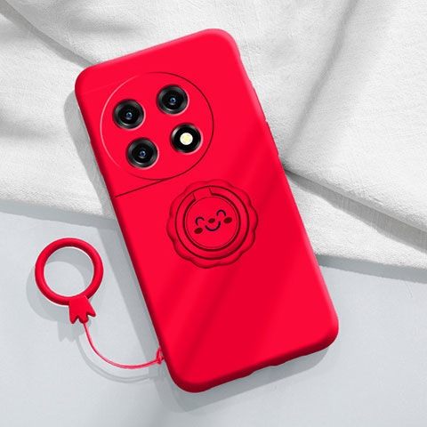 Funda Silicona Carcasa Ultrafina Goma con Magnetico Anillo de dedo Soporte S01 para OnePlus 11R 5G Rojo