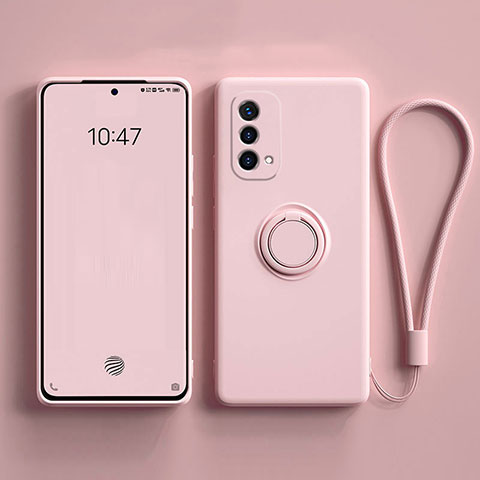 Funda Silicona Carcasa Ultrafina Goma con Magnetico Anillo de dedo Soporte S01 para Oppo A54 5G Rosa