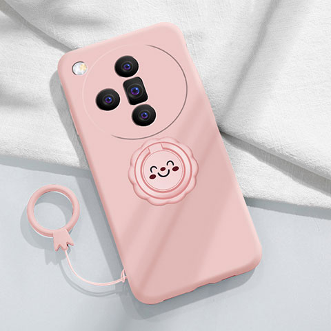 Funda Silicona Carcasa Ultrafina Goma con Magnetico Anillo de dedo Soporte S01 para Oppo Find X7 5G Rosa