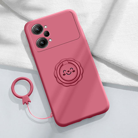 Funda Silicona Carcasa Ultrafina Goma con Magnetico Anillo de dedo Soporte S01 para Oppo K10 Pro 5G Rosa Roja