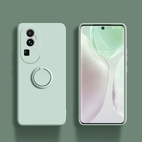 Funda Silicona Carcasa Ultrafina Goma con Magnetico Anillo de dedo Soporte S01 para Oppo Reno10 Pro+ Plus 5G Menta Verde