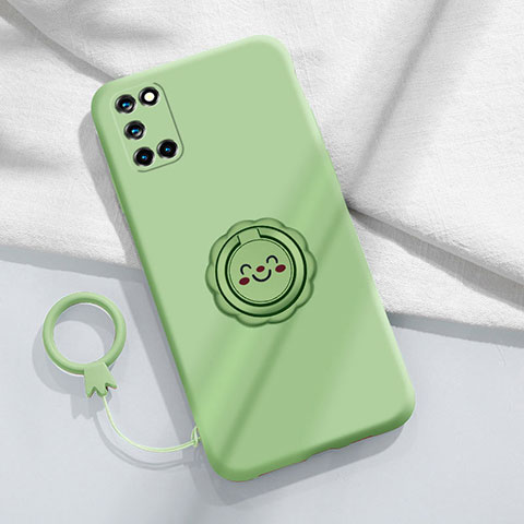 Funda Silicona Carcasa Ultrafina Goma con Magnetico Anillo de dedo Soporte S01 para Oppo Reno6 Pro+ Plus 5G Menta Verde