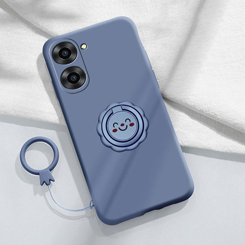 Funda Silicona Carcasa Ultrafina Goma con Magnetico Anillo de dedo Soporte S01 para Realme 10S 5G Gris Lavanda