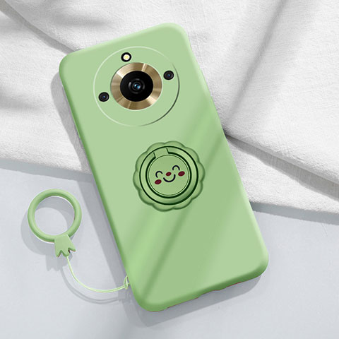 Funda Silicona Carcasa Ultrafina Goma con Magnetico Anillo de dedo Soporte S01 para Realme 11 Pro 5G Verde