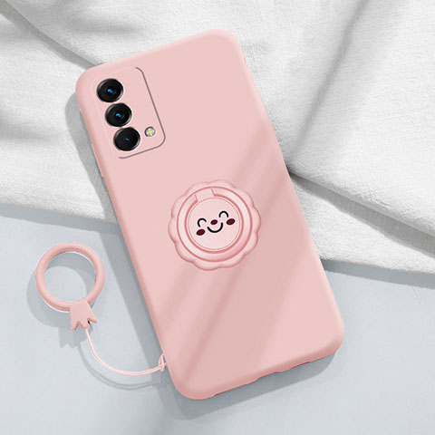 Funda Silicona Carcasa Ultrafina Goma con Magnetico Anillo de dedo Soporte S01 para Realme GT Master 5G Rosa