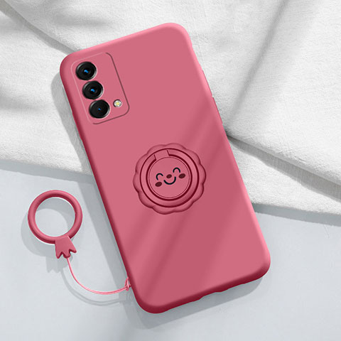 Funda Silicona Carcasa Ultrafina Goma con Magnetico Anillo de dedo Soporte S01 para Realme GT Master 5G Rosa Roja