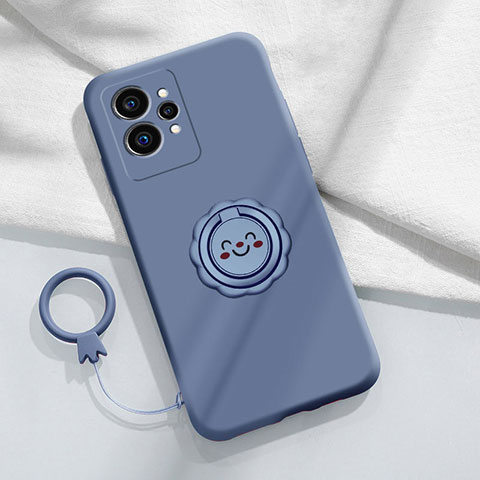 Funda Silicona Carcasa Ultrafina Goma con Magnetico Anillo de dedo Soporte S01 para Realme GT Neo 3T 5G Gris Lavanda