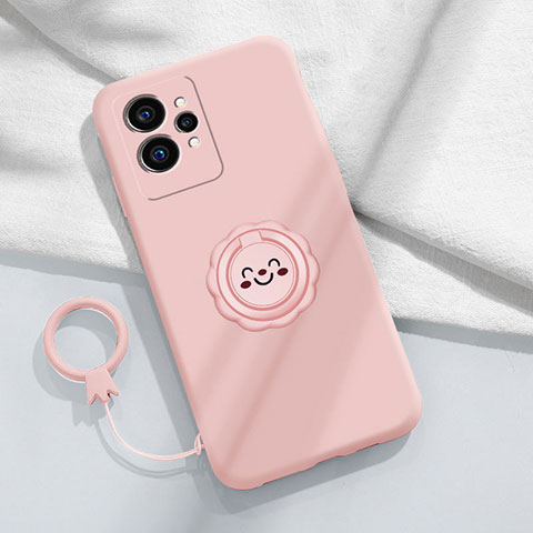 Funda Silicona Carcasa Ultrafina Goma con Magnetico Anillo de dedo Soporte S01 para Realme GT Neo 3T 5G Rosa