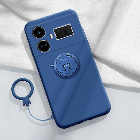 Funda Silicona Carcasa Ultrafina Goma con Magnetico Anillo de dedo Soporte S01 para Realme GT Neo5 240W 5G Azul