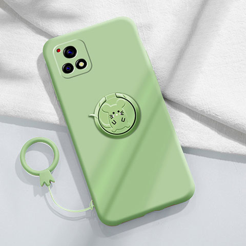 Funda Silicona Carcasa Ultrafina Goma con Magnetico Anillo de dedo Soporte S01 para Vivo iQOO U3 5G Verde